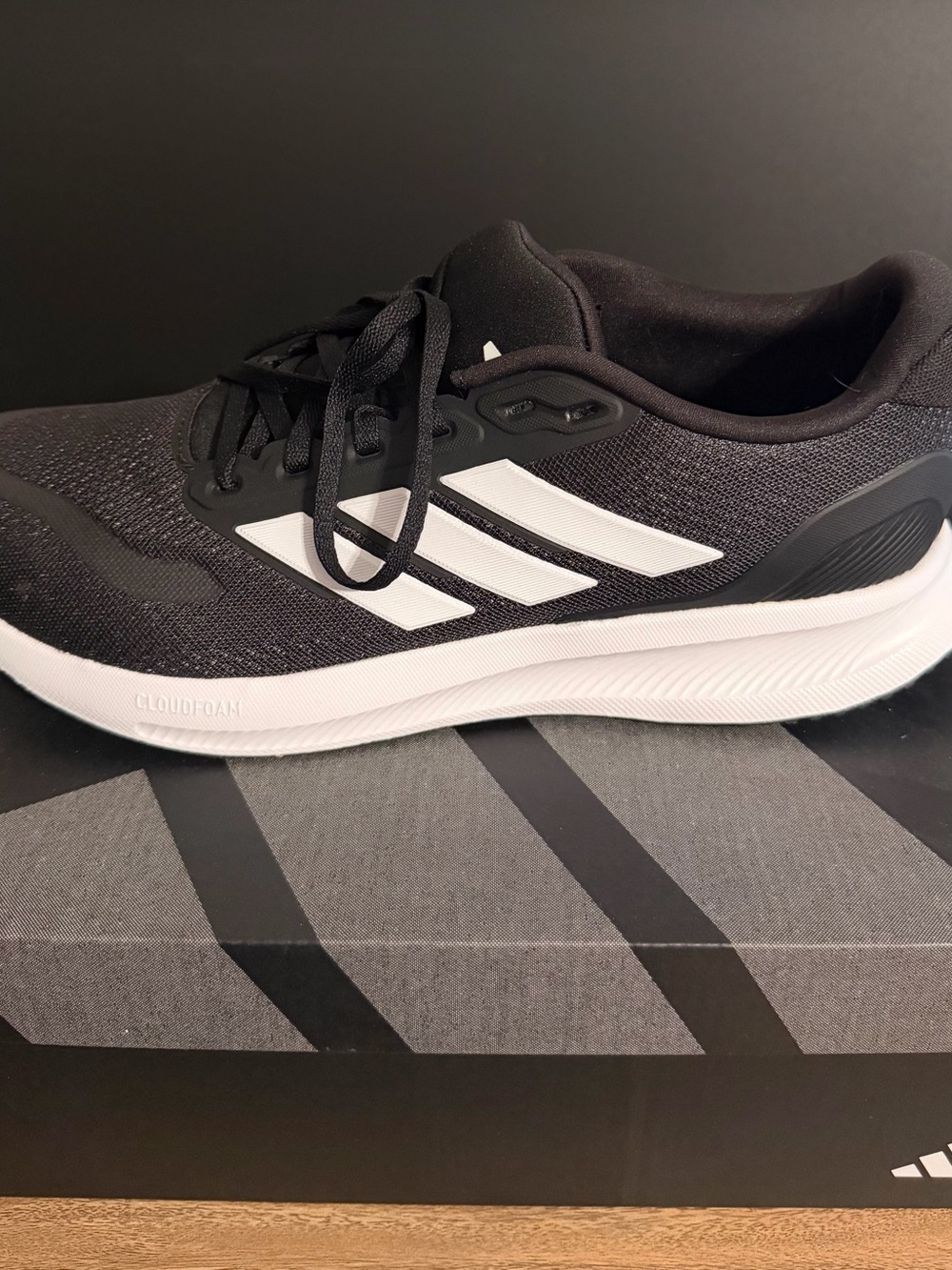 New Adidas Runfalcon 5 Black White Running Shoes Men's Size 9.5